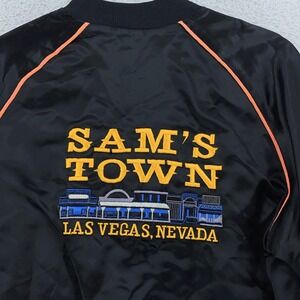 Vintage Sam's Town Satin Bomber Jacket Mens Medium Casino Las Vegas USA 90s
